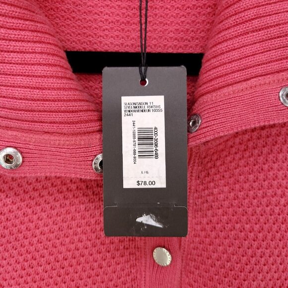 Armani Exchange Tunic Sweater Womens Large Crochet Belted Dress Wide Neck Coral - Picture 7 of 15